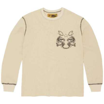 Corteiz Tiger Waffle Longsleeve Sweatshirt in Cream