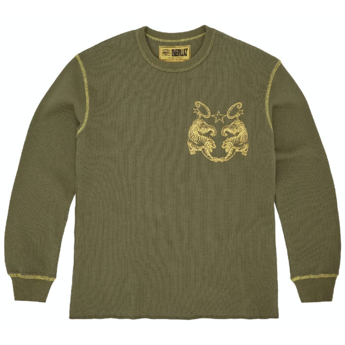 Corteiz Tiger Contrast Waffle Longsleeve Sweatshirt in Khaki